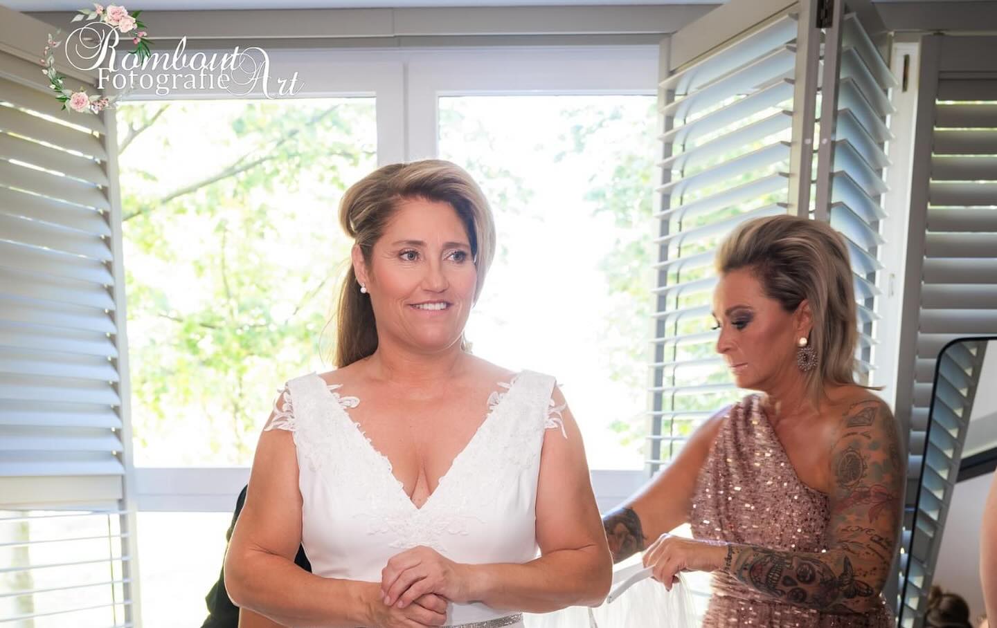 makeup is applied to a bride