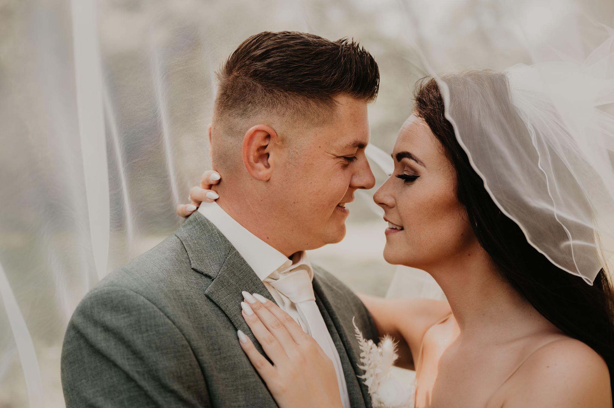 makeup is applied to a bride