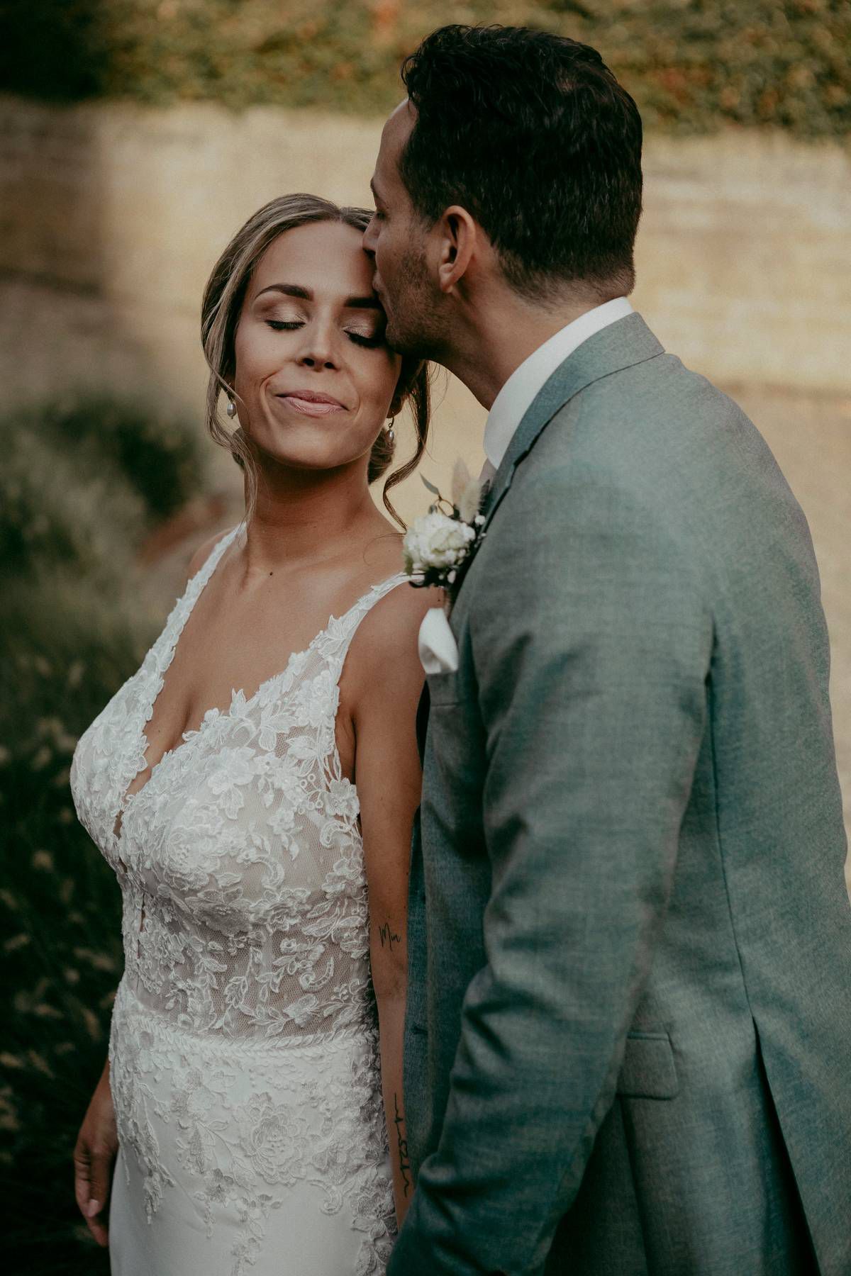 makeup is applied to a bride